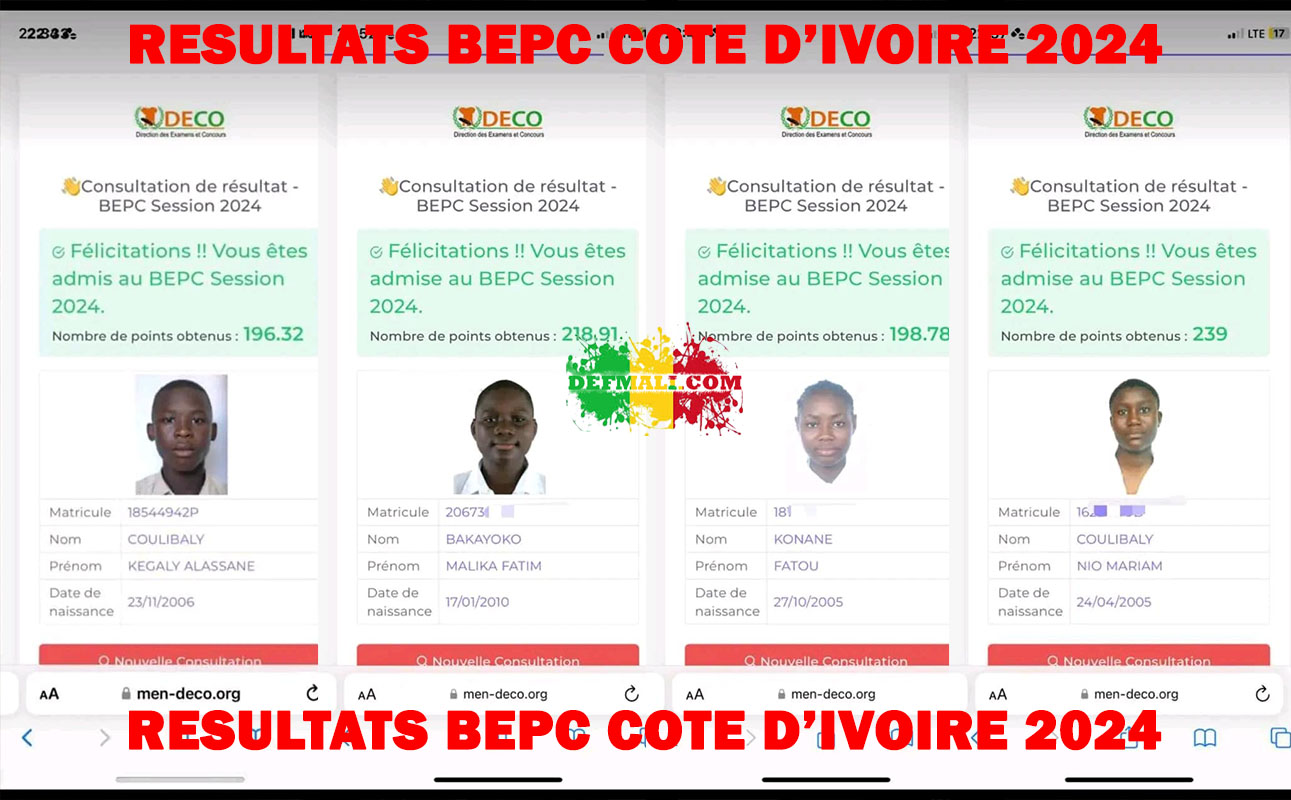 MEN-DECO : Résultats BEPC 2024 Côte D'Ivoire